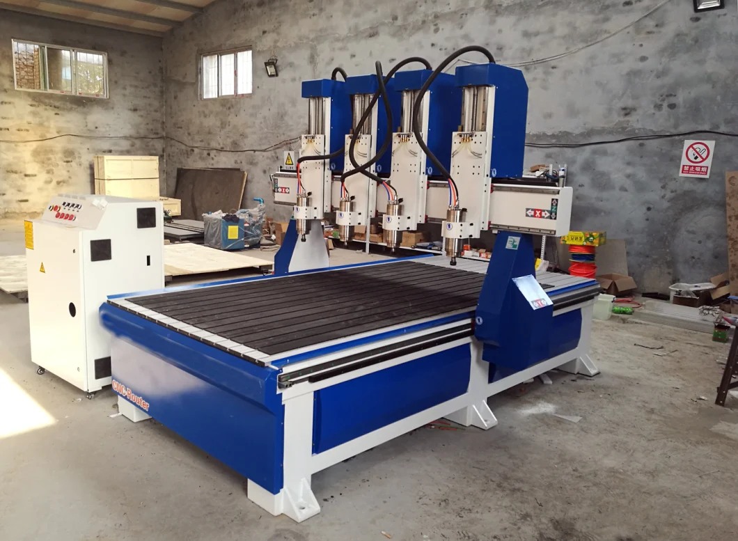 1325 Multi-Spindle Woodworking CNC Router with 4 Heads for Woodworking Wood Furniture Legs, Wood Stair Carving